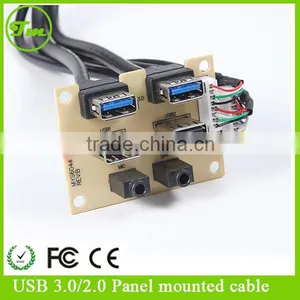 High Quality Dual Usb 3.0 & Usb 2.0 Female Panel Mounted Cable With Audio Port thumbnail-1