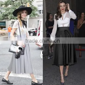 New Stylish Ladies Women Elegant High Waist Lace Mesh Pleated Long Skirt With Tie thumbnail-1