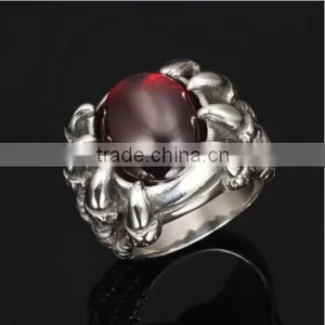 DAIHE Titanium Steel Men's Ring With Red AAA Zircon Domineering Europe thumbnail-3