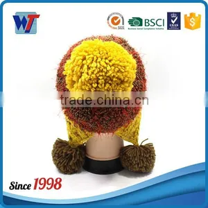 2016 New Design Knit Pattern Ear Flaps Knitting Hat With Pom Pom thumbnail-5