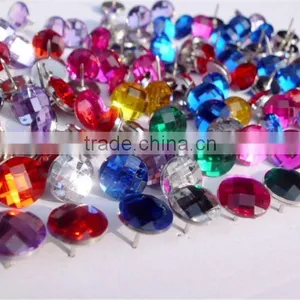 12 mm Bulk Colorful Crystal Glass Rhinestone Push Pins Button thumbnail-1