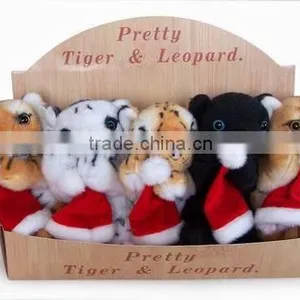 High Quality Factory Wholesale Realistic Christmas Plush Cradle Brown Tiger With Christmas Cap thumbnail-2