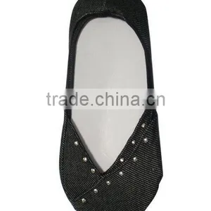 Ladies' Fashion Denim With Sliver Ball Footie Socks thumbnail-1