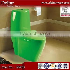 Green Colored Toilet wc Sanitary Ware, Five Star Hotel/ktv Washdown One Piece Toilet wc thumbnail-1