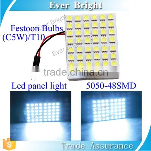 Festoon (C5W)/T10 Led Car Roof Light 5050 48SMD Led Lamp 12v Square Led Panel Light Ceiling thumbnail-1