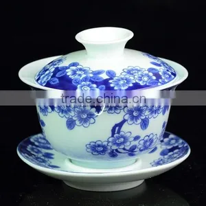 "Butterflies Lingering Over Flowers" Painting Blue Tea Cup With Saucer(180cc) thumbnail-1