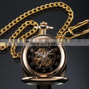 Elegant Hollow Hand Winding Mechanical Analog Men Pocket Watch thumbnail-4