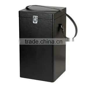 Factory Wholesale Custom Four Bottles of Wine Box, High-grade Leather Black Gift Box thumbnail-1