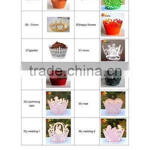 Laser Cut Hollow Out Pearl Party Greaseproof Paper Wedding Cup Cake Wrapper thumbnail-3