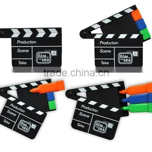 3 in 1 Film Shape Multicolor Highlighter Promotion Novel Promotional Articles Stationery Business Plan/Five Point Shape Highligh thumbnail-4