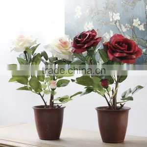 Home Desktop Decor Silk Flowers Suit Artificial Rose Bonsai thumbnail-2