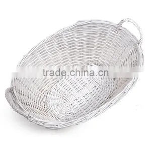 Wholesale White or Natural Color Wicker Basket With 2 Side Handles, Wicker Basket Wholesale thumbnail-3