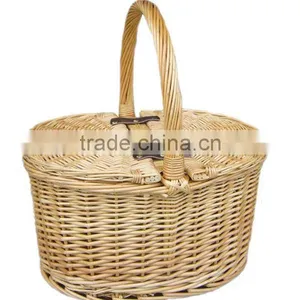 Portable and Convenient Oval Willow Picnic Wicker Basket Set With Handle thumbnail-1