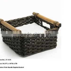 Wicker Storage Baskets for Napkin With Pole Handles thumbnail-1