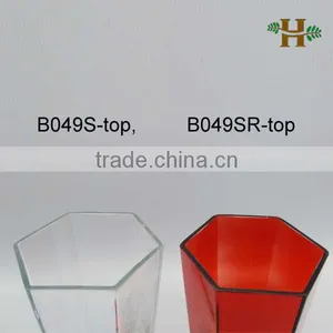 Factory Price Clear Hexagon Glass Flower Vase thumbnail-4