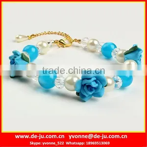 Blue Flowers Puppy Gift Rhinestone Dog Collar thumbnail-1