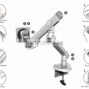 Two Extension Desk Single Spring LCD Monitor Arm thumbnail-2