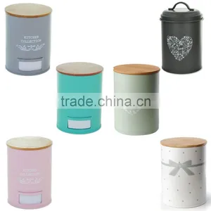 Colorful Canister With Wood Lid thumbnail-2