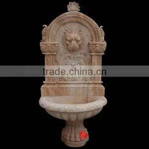 Light Yellow Stone Lion Head Wall Fountain thumbnail-1