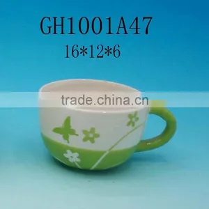 Cup Shape Ceramic Planter Pot With Decal thumbnail-1