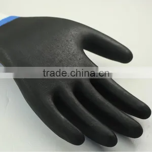 NMSAFETY EN388 3121 13 Gauge Knit Nylon Liner Double Coated Blue and Black Foam Nitrile on Palm Safety Work Gloves thumbnail-4
