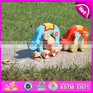 Деревянный таск-карабанчик с кубиками 2015 года, деревянный DIY-игрушка для детей, которую можно таскать и толкать, забавная недорогая деревянная таск-игрушка для младенцев W05B075-A1 thumbnail-1