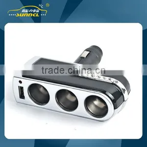 3 Way Diamond Car Cigarette Lighter Adapter Outlets With USB for IPhone , Tablet thumbnail-1