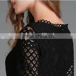 2016 Spring Women Lace Hollow Out Long Dresses Bohemian Femme Sexy Slim Party Dress Vestido thumbnail-5