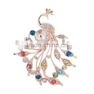 Wholesale Fashion Apparel Accessories Peacock Shape Lady Brooch thumbnail-1