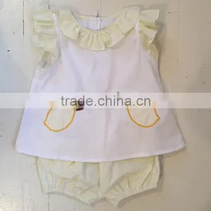 New Design Wholesale Kids Clothing High Quality Baby Lemon Embroider Clothes Suit for Baby Girls Clothes Set thumbnail-1