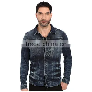 High Quality Men Jean Jacket Wholesale Slim for Sale Custom Your Own Design thumbnail-1