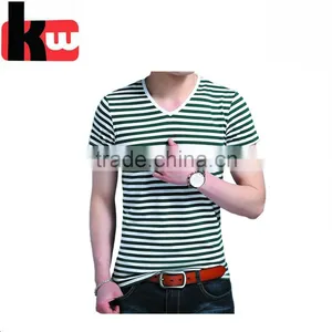 OEM Shirts 100% Cotton Men's Yard-dyed V-neck T-Shirt thumbnail-1