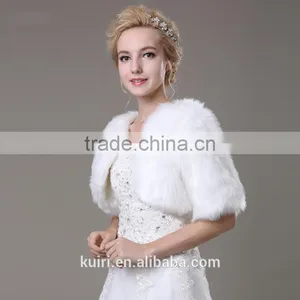 Pure Colour Wedding Shawl White Faux Fur Shawl Leather Grass Dress Bridesmaid Dress Cape Fur Waistcoat thumbnail-1