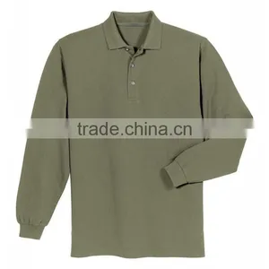 Wholesale Custom 100% Cotton Pique Mens Long Sleeve Polo Shirt thumbnail-4