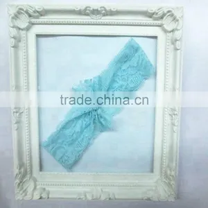 Wide Lace Baby Head Bands, Handmade Little Girls Adjustable Knot Hairbands thumbnail-2