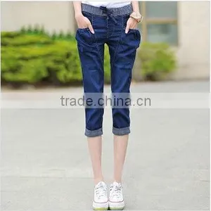 2014 Hot Sale New Design Denim Jogging Three Quarter Haren Jogging Pants thumbnail-1