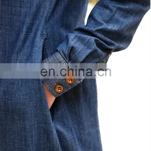 Fashion Muslim Women Long Sleeves Denim Maxi Dress (16042301) thumbnail-2