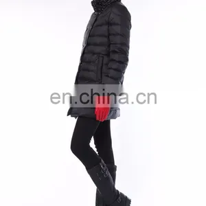 Ladies Trench Coat Black Jacket Fur Hood Down Jacket thumbnail-5