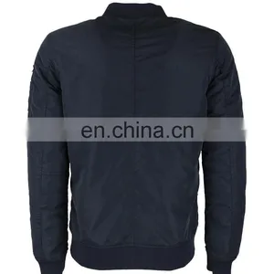 High Quality Nylon Plain Navy Flight Bomber Jacket Mens thumbnail-3