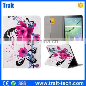 Beautiful Lotus Pattern Card Slots Flip Stand TPU+ PU Leather Case for Samsung Galaxy Tab S2 8.0 T710 thumbnail-1