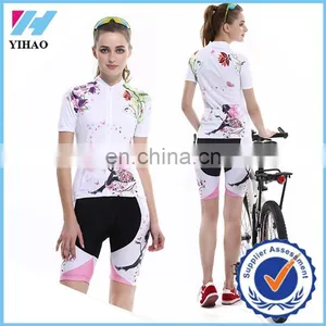 Yihao Custom Women Bicycle Bike Clothing Short Sleeve Sport Ciclismo Cycling Jersey Sport Wear thumbnail-1