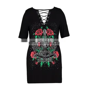 New Design Women Summer Casual Printed t Shirt Dress thumbnail-3