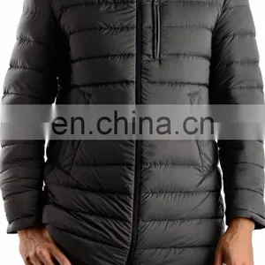 Long Reversible Black Single Breast Down Jacket With Contrast Grey Reverse for Men thumbnail-3