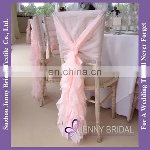 C214C Ivory Chiffon Sashes Wedding Decoration Organza Flower Chair Sash thumbnail-5