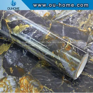 OUHOME Glossy Marble Cabinet Background Decoration Film Marble Effect Contact Paper Film Vinyl Self Adhesive thumbnail-3