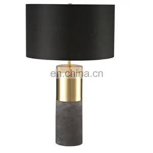 2020 Black Gold Fabric Bedside Table Lamp Luxury Marble Led Reading Lamp thumbnail-3