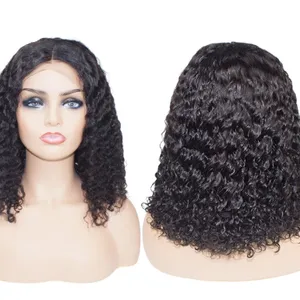 KHH Curly Lace Front Wig With Bangs Short Bob Human Hair Wigs Brazilian Remy Fringe Wig Pre Plucked With Baby Hair thumbnail-2