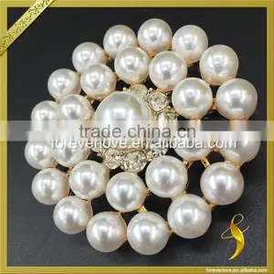 Iron on Pearl Huge Rhinestone Brooches in Bulk for Wedding Invitations FB-069 Supplier's Choice thumbnail-3