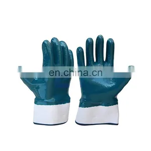 Oil Resistant Fully Coated Blue Nitrile Safety Work Gloves For Fuel Petro Chemical Work thumbnail-1