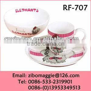 3pcs Wholesale Kids Elegance Fine Porcelain Dinner Set With Custon Printing thumbnail-1